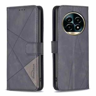 For Realme 13 Pro 5G / 13 Pro+ 5G Magnetic Buckle Rhombus Texture Leather Phone Case(Black)