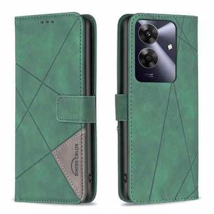 For Realme Note 60 / C61 Magnetic Buckle Rhombus Texture Leather Phone Case(Green)