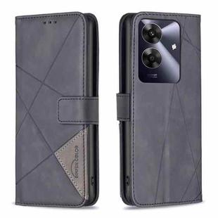 For Realme Note 60 / C61 Magnetic Buckle Rhombus Texture Leather Phone Case(Black)