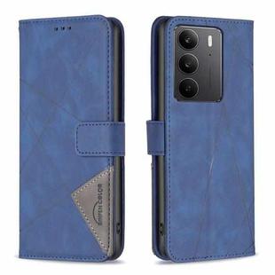 For Realme C75 4G Magnetic Buckle Rhombus Texture Leather Phone Case(Blue)