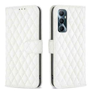 For Realme C65 4G Diamond Lattice Wallet Flip Leather Phone Case(White)