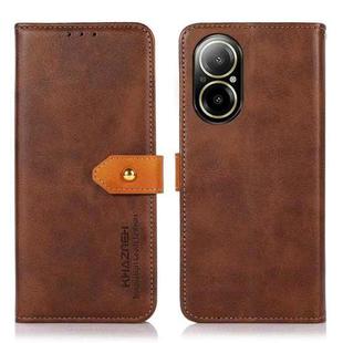 For Realme C67 4G KHAZNEH Dual-color Cowhide Texture Flip Leather Phone Case(Brown)