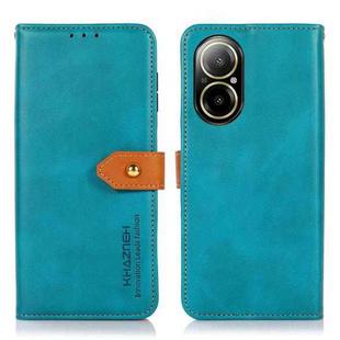 For Realme C67 4G KHAZNEH Dual-color Cowhide Texture Flip Leather Phone Case(Blue)