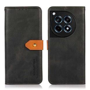 For OnePlus 12R / Ace 3 KHAZNEH Dual-color Cowhide Texture Flip Leather Phone Case(Black)