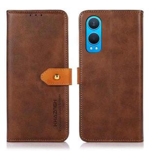 For OnePlus Nord CE4 Lite KHAZNEH Dual-color Cowhide Texture Flip Leather Phone Case(Brown)