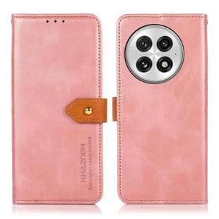 For OnePlus 13 KHAZNEH Dual-color Cowhide Texture Flip Leather Phone Case(Rose Gold)