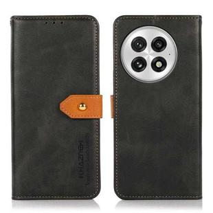 For OnePlus 13 KHAZNEH Dual-color Cowhide Texture Flip Leather Phone Case(Black)