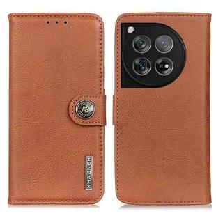For OnePlus 12 KHAZNEH Cowhide Texture Flip Leather Phone Case(Brown)