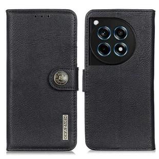 For OnePlus 12R/Ace 3 KHAZNEH Cowhide Texture Flip Leather Phone Case(Black)