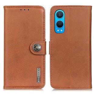 For OnePlus Nord CE4 Lite KHAZNEH Cowhide Texture Flip Leather Phone Case(Brown)