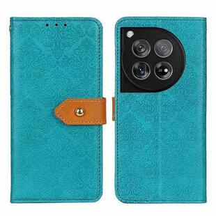 For OnePlus 12 European Floral Embossed Flip Leather Phone Case(Blue)