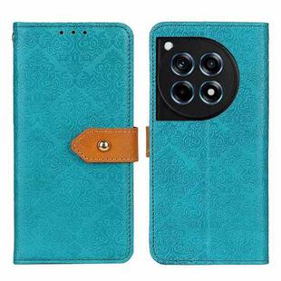 For OnePlus 12R/Ace 3 European Floral Embossed Flip Leather Phone Case(Blue)