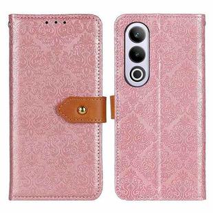 For OnePlus Nord CE4 5G / K12 5G European Floral Embossed Flip Leather Phone Case(Pink)