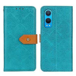 For OnePlus Nord CE4 Lite European Floral Embossed Flip Leather Phone Case(Blue)