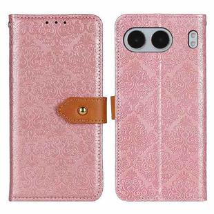 For OnePlus Nord 4 European Floral Embossed Flip Leather Phone Case(Pink)