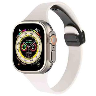 For Apple Watch Ultra 49mm Magnetic Buckle Slim Silicone Watch Band(Starlight)