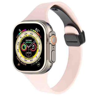 For Apple Watch Ultra 49mm Magnetic Buckle Slim Silicone Watch Band(Pink)