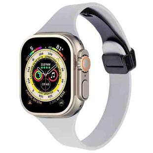 For Apple Watch Ultra 49mm Magnetic Buckle Slim Silicone Watch Band(Light Grey)