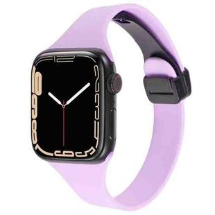For Apple Watch SE 2022 40mm Magnetic Buckle Slim Silicone Watch Band(Lavender)