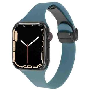 For Apple Watch 7 41mm Magnetic Buckle Slim Silicone Watch Band(Light Green)