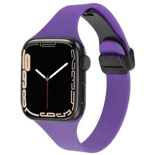For Apple Watch 7 41mm Magnetic Buckle Slim Silicone Watch Band(Dark Purple)