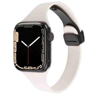 For Apple Watch 7 45mm Magnetic Buckle Slim Silicone Watch Band(Starlight)