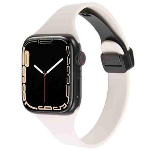 For Apple Watch SE 44mm Magnetic Buckle Slim Silicone Watch Band(Starlight)