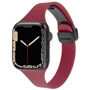 For Apple Watch 3 38mm Magnetic Buckle Slim Silicone Watch Band(Wine Red)
