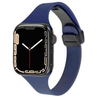 For Apple Watch SE 2023 40mm Magnetic Buckle Slim Silicone Watch Band(Midnight Blue)