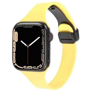 For Apple Watch SE 2023 40mm Magnetic Buckle Slim Silicone Watch Band(Light Yellow)