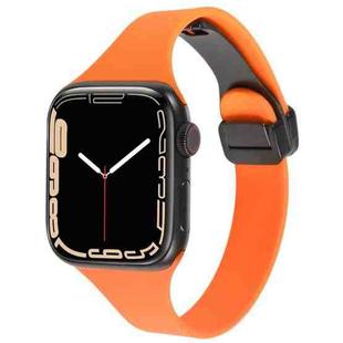 For Apple Watch SE 2023 44mm Magnetic Buckle Slim Silicone Watch Band(Orange)