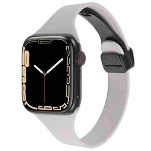 For Apple Watch Series 9 41mm Magnetic Buckle Slim Silicone Watch Band(Rock Grey)