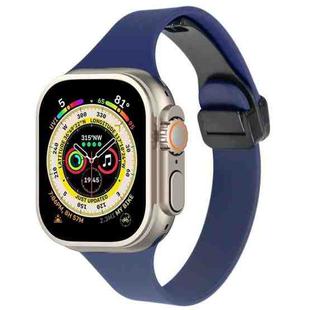 For Apple Watch Ultra 2 49mm Magnetic Buckle Slim Silicone Watch Band(Midnight Blue)