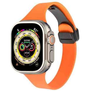For Apple Watch Ultra 2 49mm Magnetic Buckle Slim Silicone Watch Band(Orange)