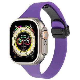 For Apple Watch Ultra 2 49mm Magnetic Buckle Slim Silicone Watch Band(Dark Purple)