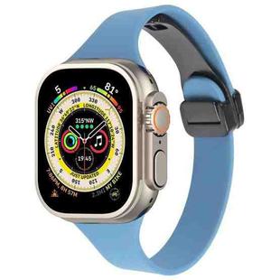 For Apple Watch Ultra 2 49mm Magnetic Buckle Slim Silicone Watch Band(Blue)