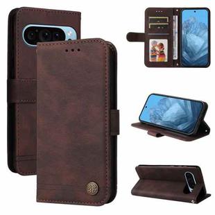 For Google Pixel 9 Skin Feel Life Tree Metal Button Leather Phone Case(Brown)