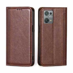 For Blackview Oscal C30 Grid Texture Magnetic Flip Leather Phone Case(Brown)