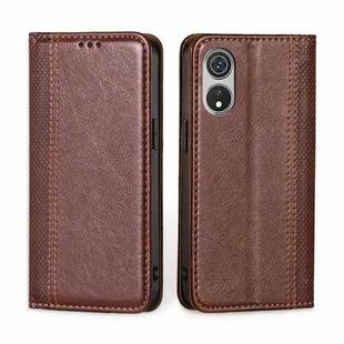 For CUBOT P60 Grid Texture Magnetic Flip Leather Phone Case(Brown)