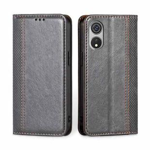 For CUBOT P60 Grid Texture Magnetic Flip Leather Phone Case(Grey)