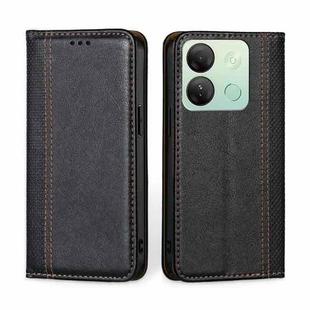 For Infinix Smart 7 HD Grid Texture Magnetic Flip Leather Phone Case(Black)