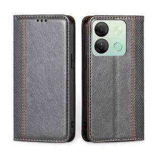 For Infinix Smart 7 HD Grid Texture Magnetic Flip Leather Phone Case(Grey)