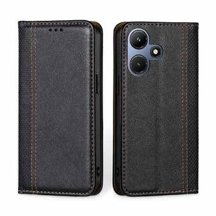 For Infinix Hot 30i 4G Grid Texture Magnetic Flip Leather Phone Case(Black)