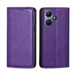 For Infinix Hot 30i 4G Grid Texture Magnetic Flip Leather Phone Case(Purple)