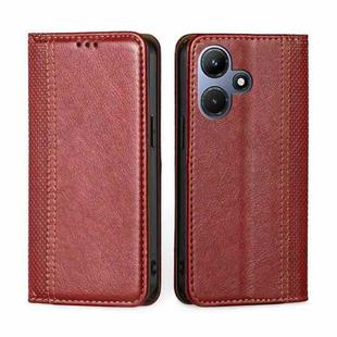 For Infinix Hot 30i 4G Grid Texture Magnetic Flip Leather Phone Case(Red)