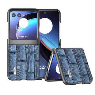 For Motorola Razr 40 Ultra ABEEL Genuine Leather Mahjong Pattern Black Edge Phone Case(Blue)