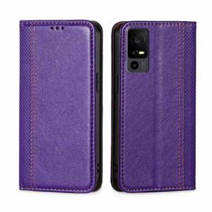 For TCL 40 XE 5G / 40X 5G T601D Grid Texture Magnetic Flip Leather Phone Case(Purple)