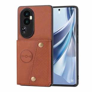 For OPPO Reno10 Pro Double Buckle Card Slots Magnetic Phone Case(Brown)