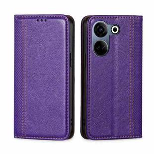 For Tecno Camon 20 Pro 4G Grid Texture Magnetic Flip Leather Phone Case(Purple)