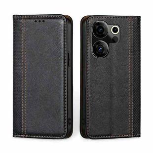 For Tecno Camon 20 Premier 5G Grid Texture Magnetic Flip Leather Phone Case(Black)